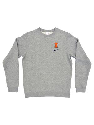 Image of ILLINOIS EMBROIDERED BLOCK I CREWNECK SWEATSHIRT -  darkheather